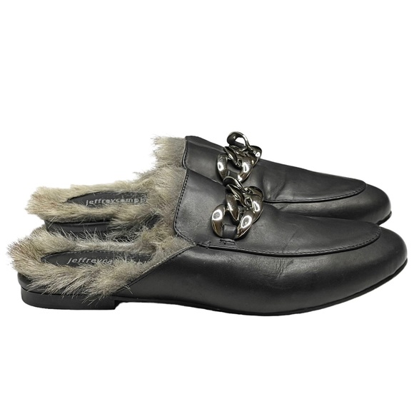 Jeffrey Campbell ☻︎ Ravis Vegan Fur Flat Chain Bit Slide Leather Mules ☻︎ Brown - Picture 4 of 16